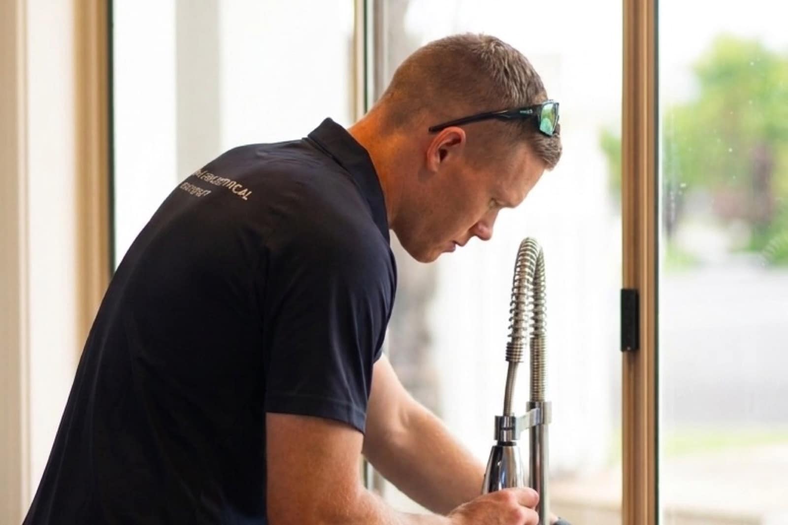 A Moral Service plumber fitting a new kitchen mixer tap