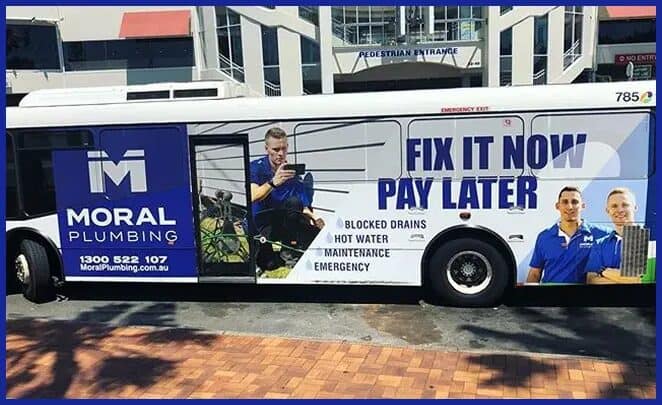 The original Moral Plumbing bus wrap from Shaun’s one-man plumbing days